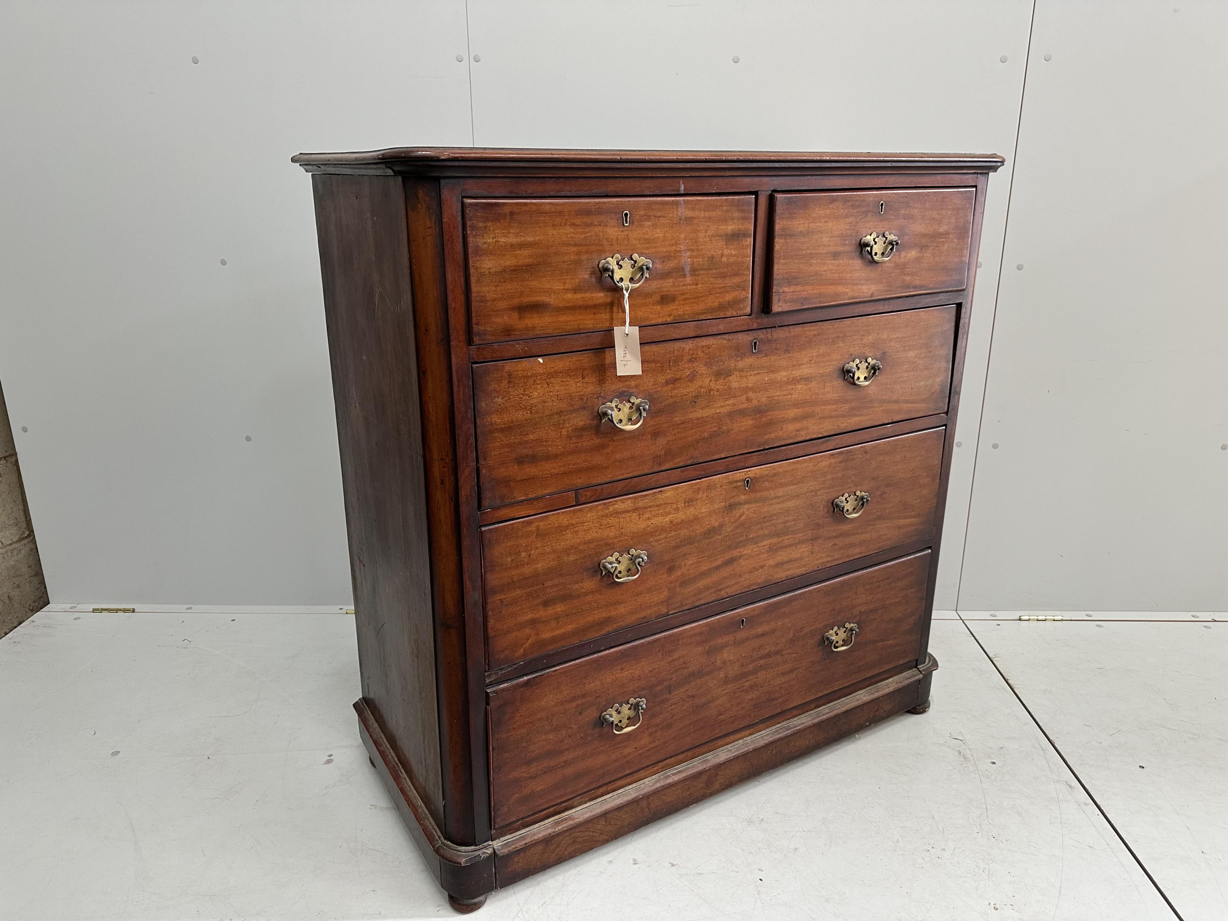 A Victorian mahogany chest, width 113cm, depth 52cm, height 113cm. Condition - fair